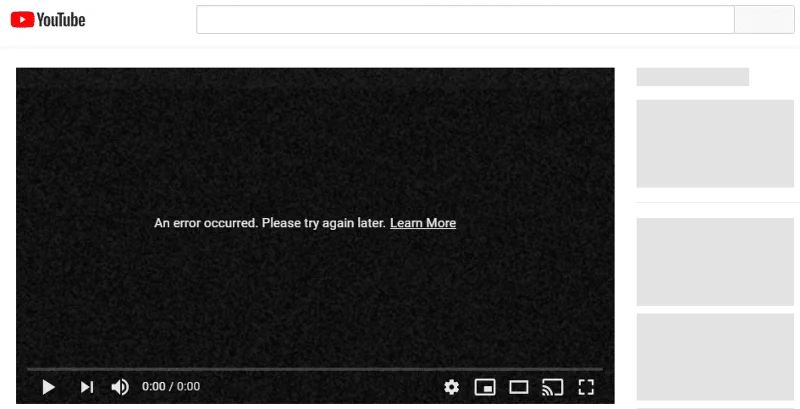 YouTubeビデオがロードされない問題を修正しました。「エラーが発生しました。しばらくしてからもう一度お試しください」