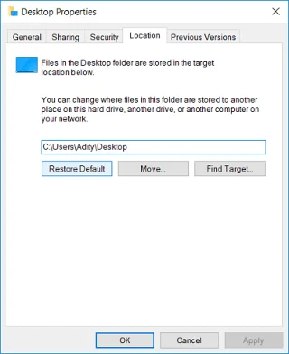 Fix Desktop verwijst naar een locatie die niet beschikbaar is