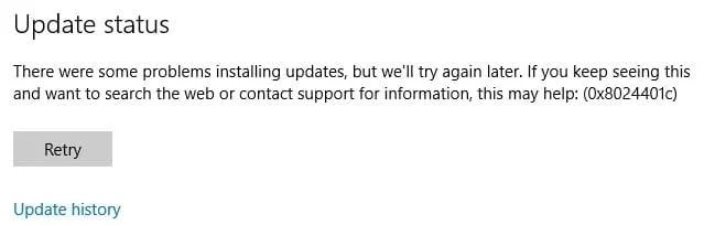 Windows Updates Fout 0x8024401c Fix
