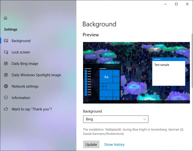 Windows10で毎日のBing画像を壁紙として設定する