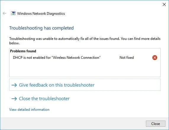 修復 Windows 10 中未為 WiFi 啟用 DHCP