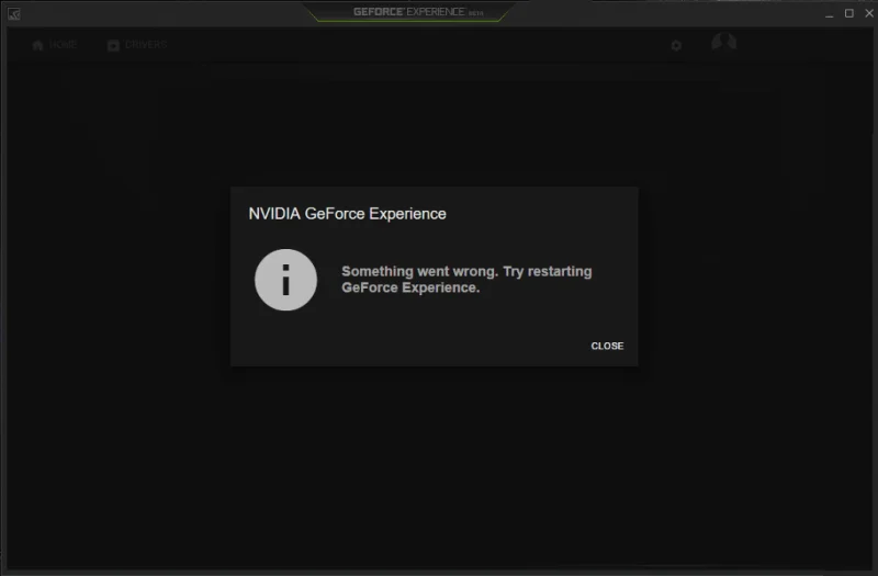 Betulkan Kesilapan telah berlaku.  Cuba mulakan semula Pengalaman GeForce