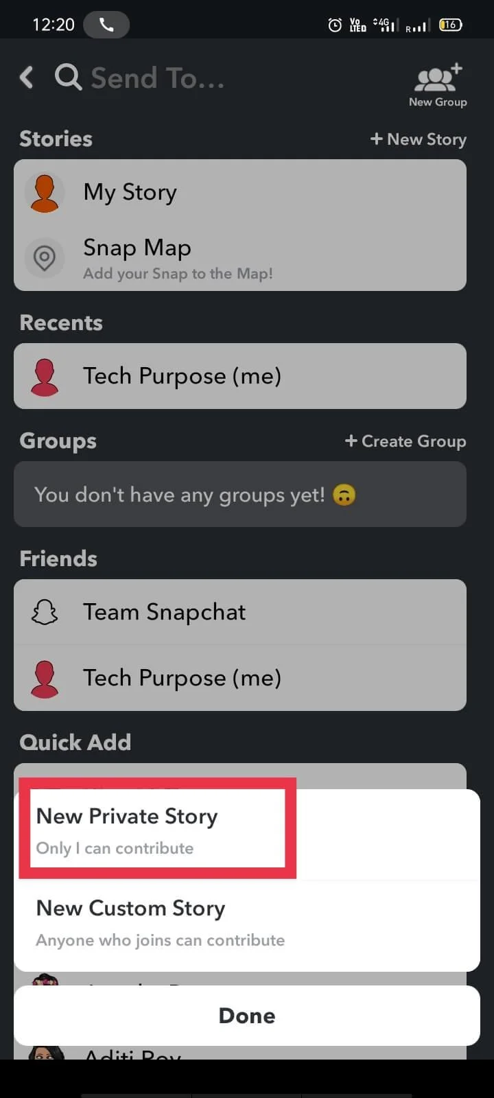 如何在 Snapchat 上為親密朋友製作私人故事