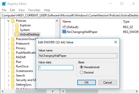 منع المستخدمين من تغيير خلفية سطح المكتب في نظام التشغيل Windows 10