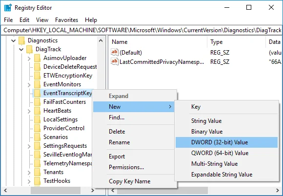 تمكين أو تعطيل عارض البيانات التشخيصية في نظام التشغيل Windows 10