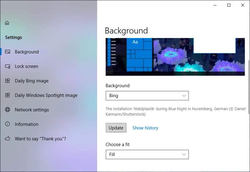 Windows10で毎日のBing画像を壁紙として設定する