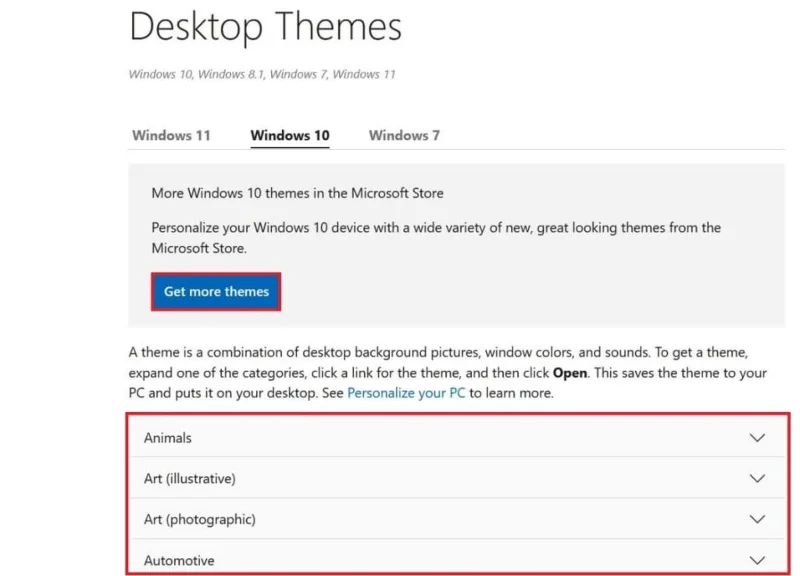 Thema's downloaden voor Windows 10