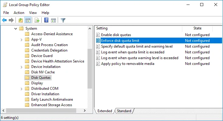 Aktifkan atau Nonaktifkan Terapkan Batas Kuota Disk di Windows 10
