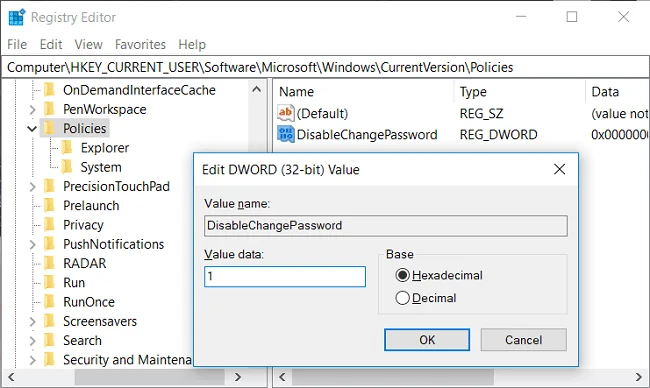 Hoe te voorkomen dat gebruikers het wachtwoord wijzigen in Windows 10