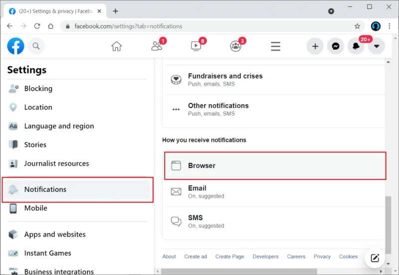 如何在 Chrome 上關閉 Facebook 通知
