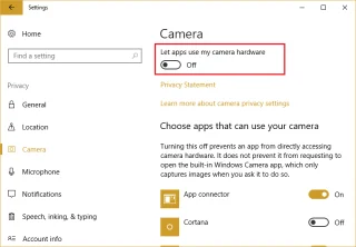 Toestaan ​​of weigeren van apps toegang tot camera in Windows 10