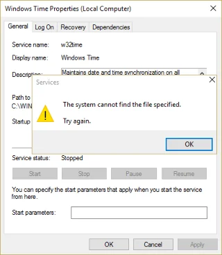 Fix Windows Time-service start niet automatisch