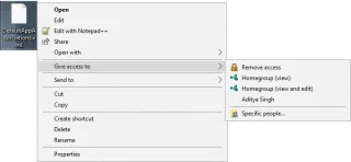 Elimine Dar acceso a desde el menú contextual en Windows 10