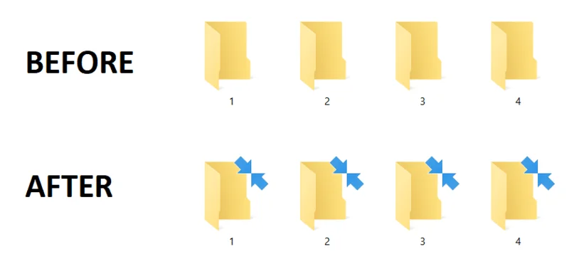 Verwijder het blauwe pijlpictogram op gecomprimeerde bestanden en mappen in Windows 10