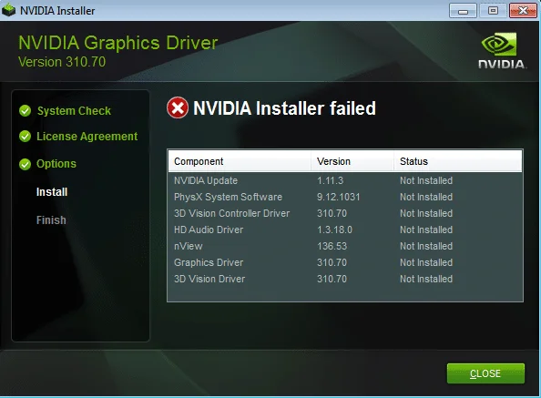 NVIDIA Installer Failed Fout op Windows 10 [OPGELOST]