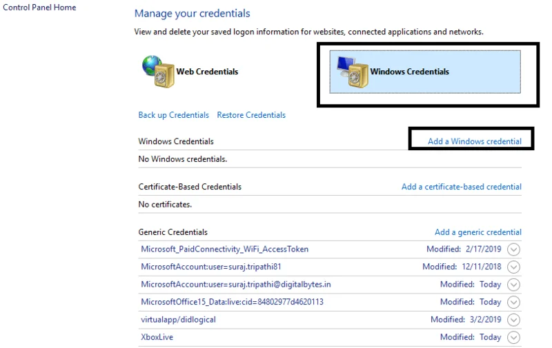 Windows10でのネットワーク資格情報の入力エラーを修正