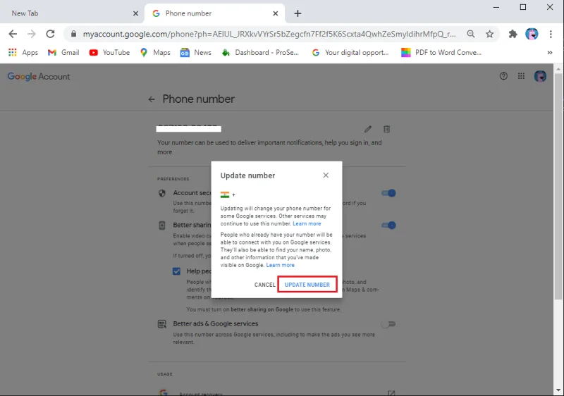 在 Google 帳戶中更改您的姓名、電話號碼和其他信息