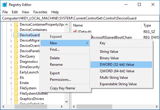 تمكين أو تعطيل حارس الاعتماد في نظام التشغيل Windows 10