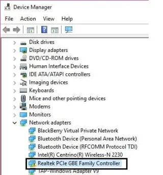 Fix Realtek PCIe GBE Family Controller-adapter ondervindt stuurprogrammaprobleem