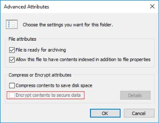 Fix Codeer inhoud om gegevens te beveiligen die grijs worden weergegeven in Windows 10