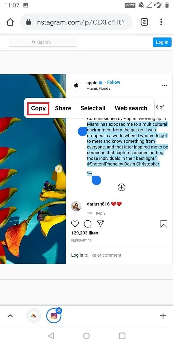 如何復制 Instagram 字幕、評論和個人簡介 如何復制 Instagram 字幕、評論和個人簡介