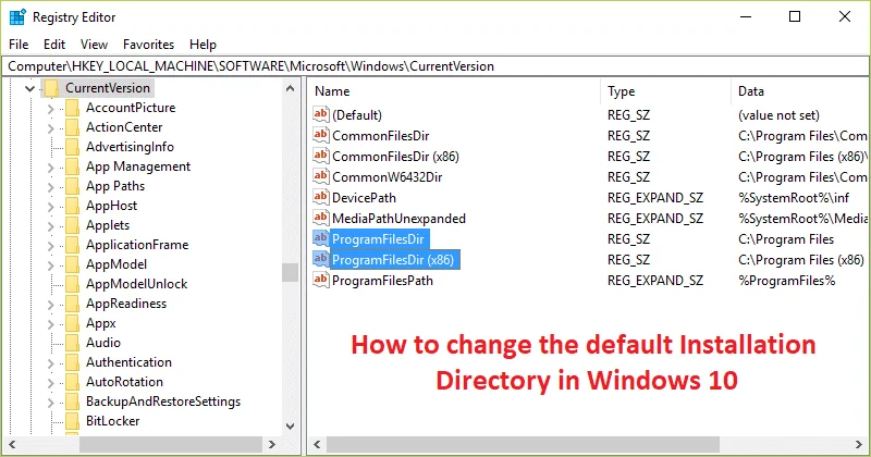 Bagaimana untuk menukar Direktori Pemasangan lalai dalam Windows 10
