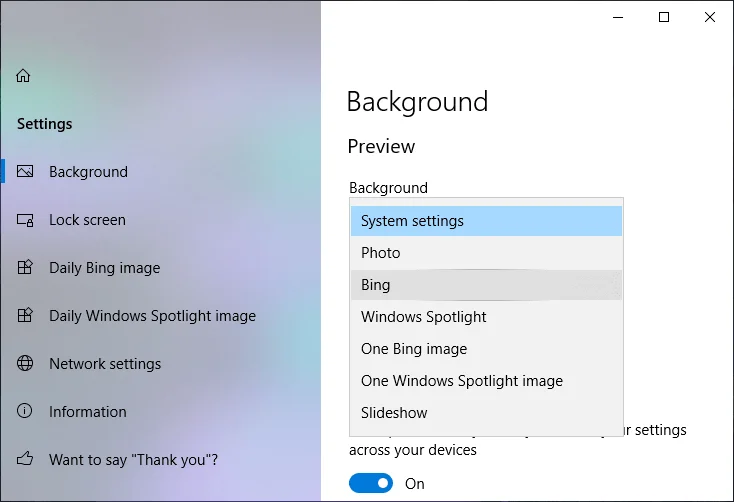 Windows10で毎日のBing画像を壁紙として設定する