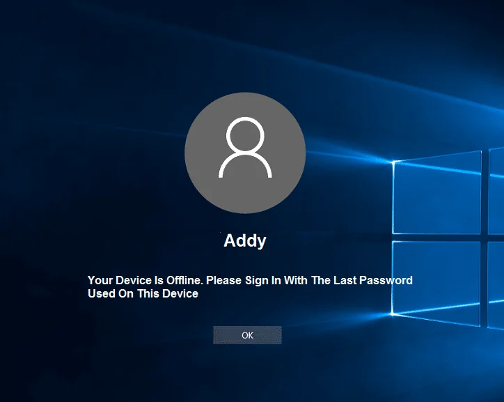 Uw apparaat is offline.  Log in met het laatst gebruikte wachtwoord op dit apparaat