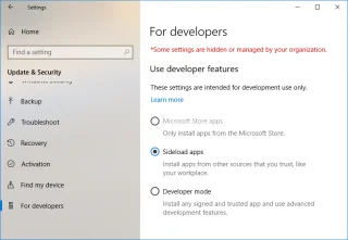 Schakel de ontwikkelaarsmodus in of uit in Windows 10
