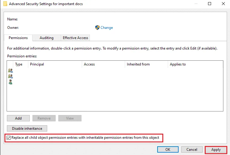 رفع خطای Failed to Enumerate Objects in Container در ویندوز 10