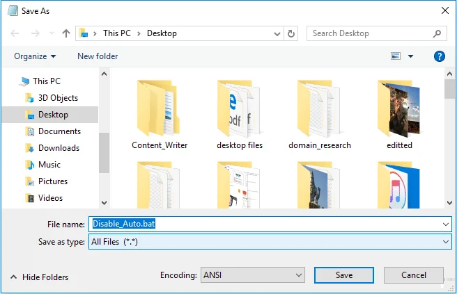 Windows10のフォルダーの自動配置を無効にする
