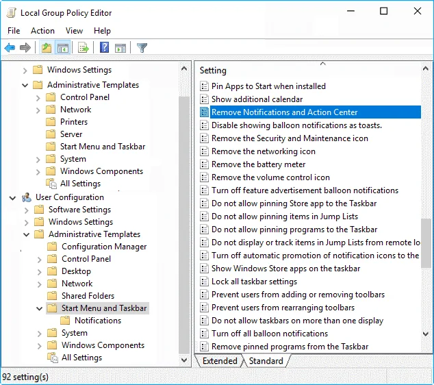 Dayakan atau Lumpuhkan Pusat Tindakan dalam Windows 10