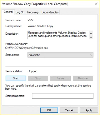 Betulkan Windows Backup gagal dengan ralat 0x807800C5