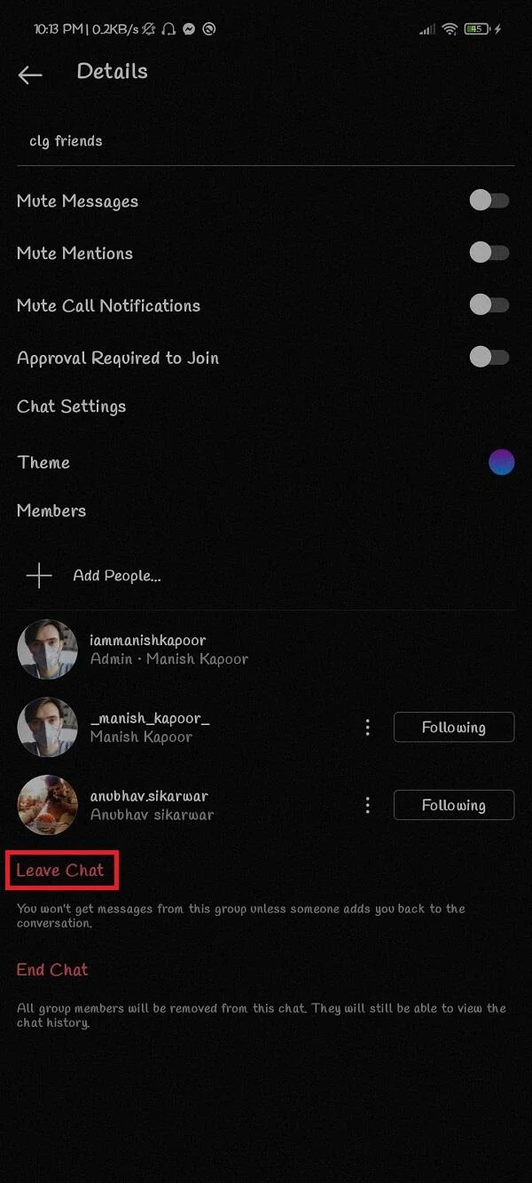 Cómo evitar que las personas te agreguen al grupo de Instagram