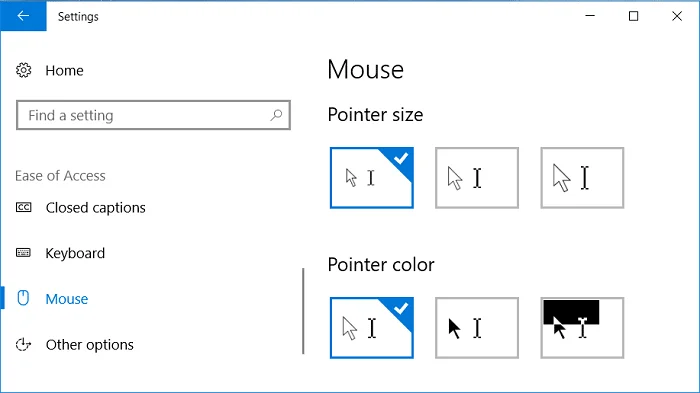 Windows10でマウスポインタを変更する方法