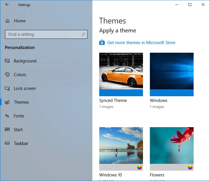 Thema, vergrendelscherm en achtergrond wijzigen in Windows 10
