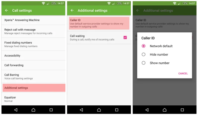 Androidの発信者IDで電話番号を非表示にする方法