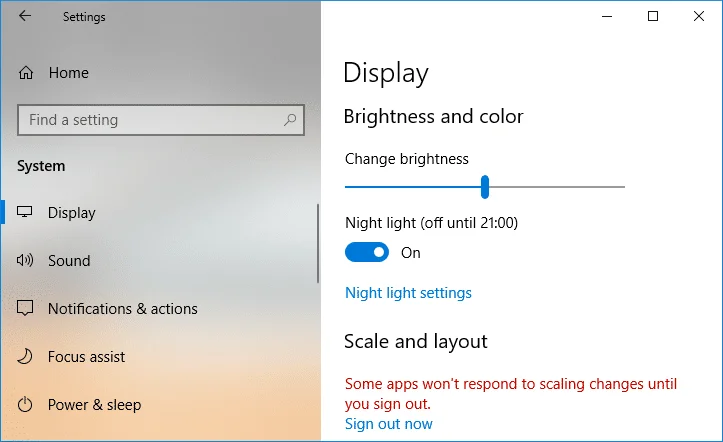 Nachtlampje in- of uitschakelen in Windows 10