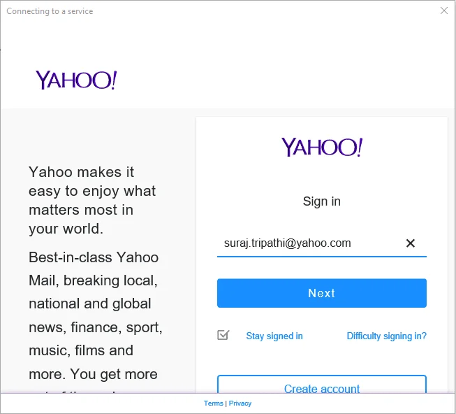 Windows10メールアプリでYahooメールアカウントを設定する