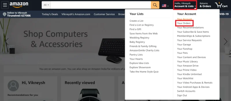 Cara Menemukan Pesanan yang Diarsipkan di Amazon