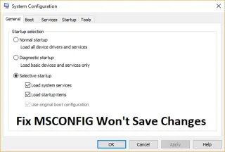 Fix MSCONFIG slaat wijzigingen niet op Windows 10 op
