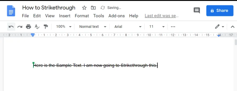 Googleドキュメントでテキストを取り消し線で消す方法