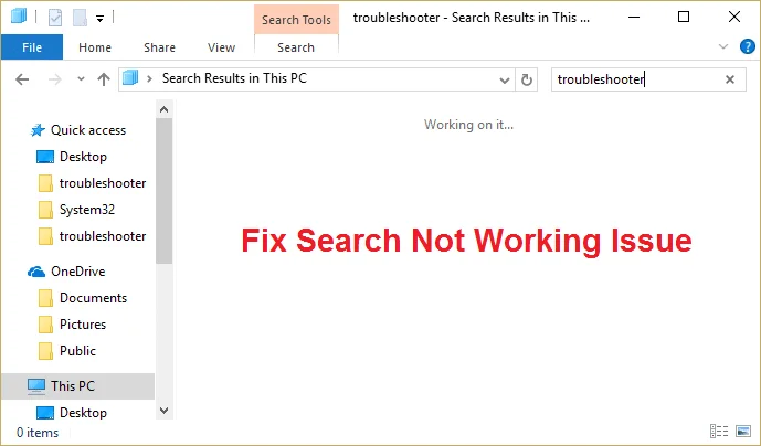 Fix Zoeken werkt niet in Windows 10