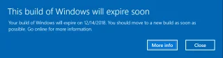 Fix Deze build van Windows verloopt binnenkort
