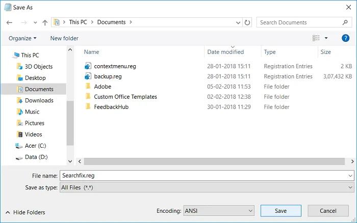 Wijzig de standaardmapweergave van zoekresultaten op Windows 10