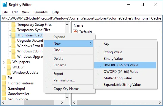 Windows10のサムネイルキャッシュの自動削除を停止する
