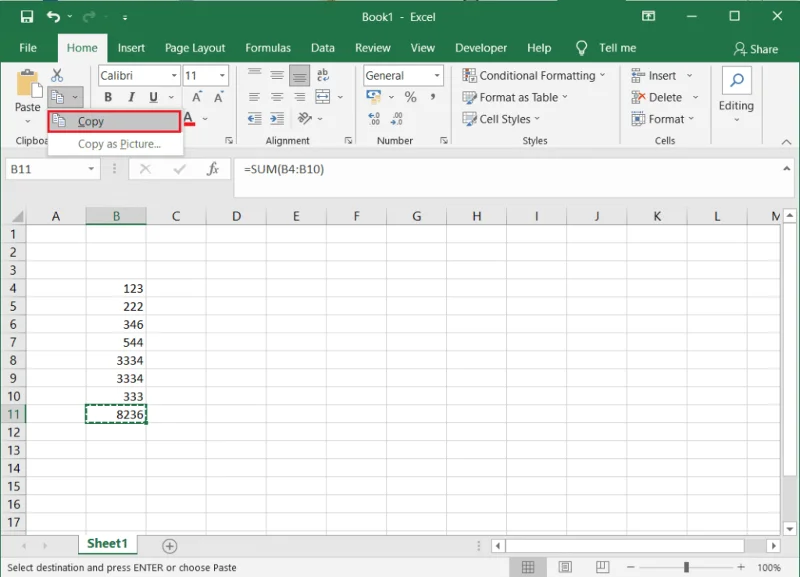 如何在 Excel 中復制和粘貼沒有公式的值
