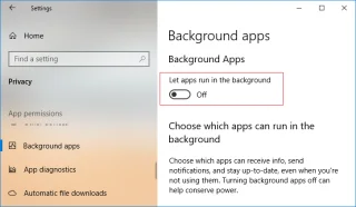 Achtergrond-apps uitschakelen in Windows 10