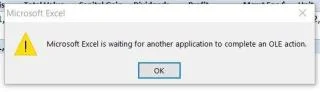 Fix Excel wacht op een andere toepassing om een ​​OLE-actie te voltooien