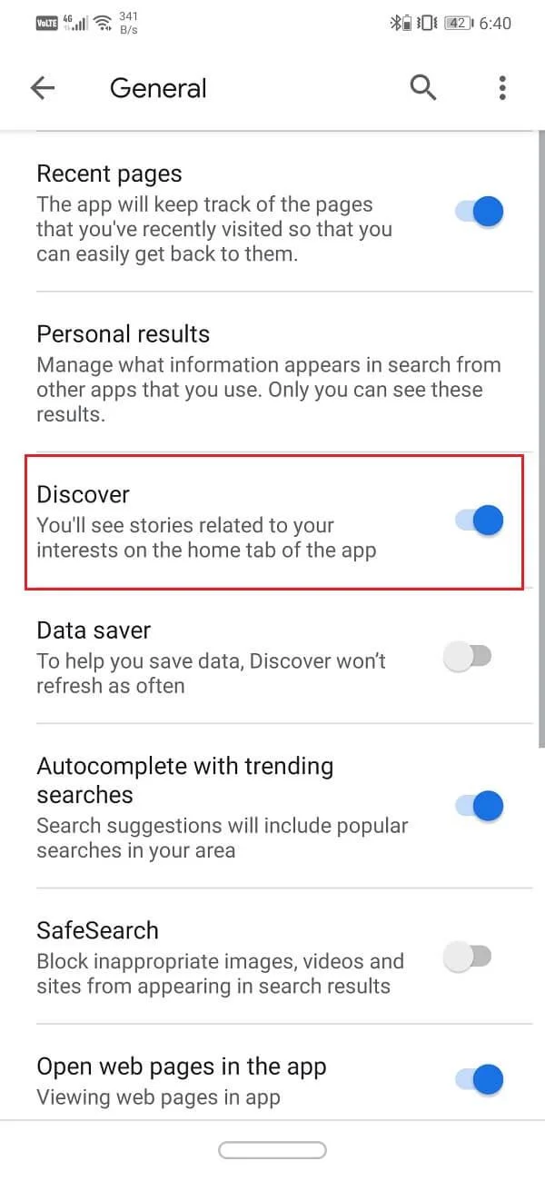 AndroidでGoogleフィードを有効または無効にする方法